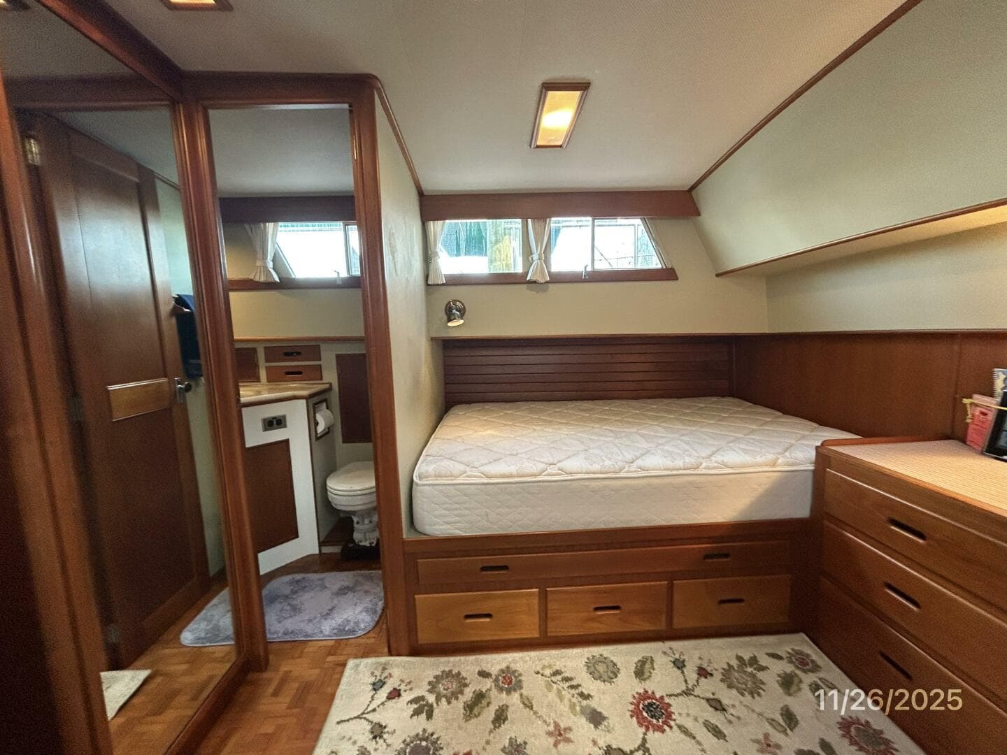 42' Grand Banks master stateroom starboard