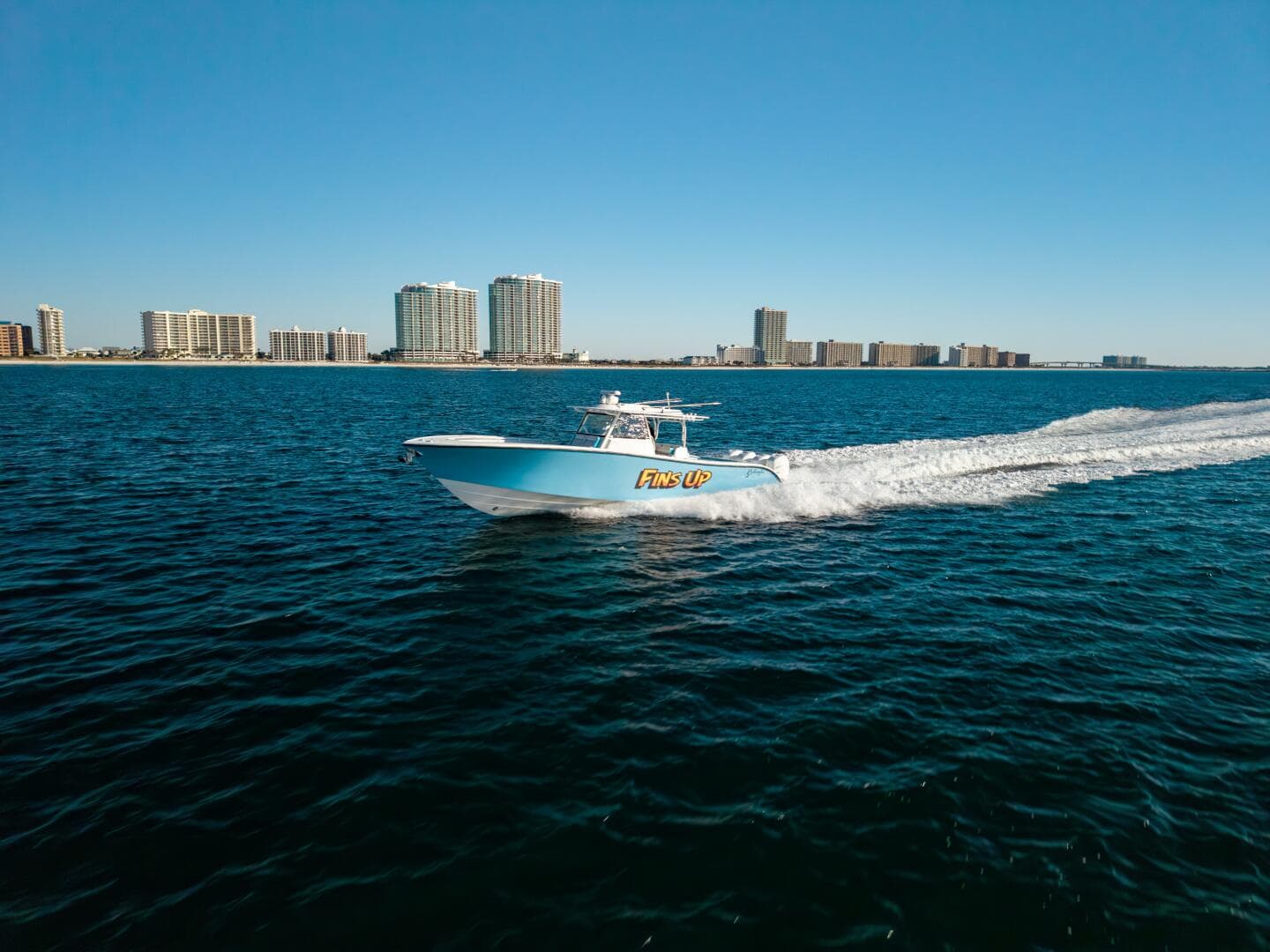 2017 42 Yellowfin Offshore Fins Up Port Side