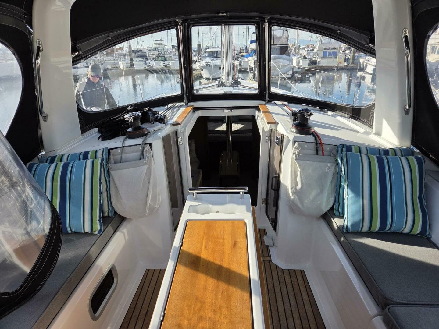 Cockpit with custom cushions