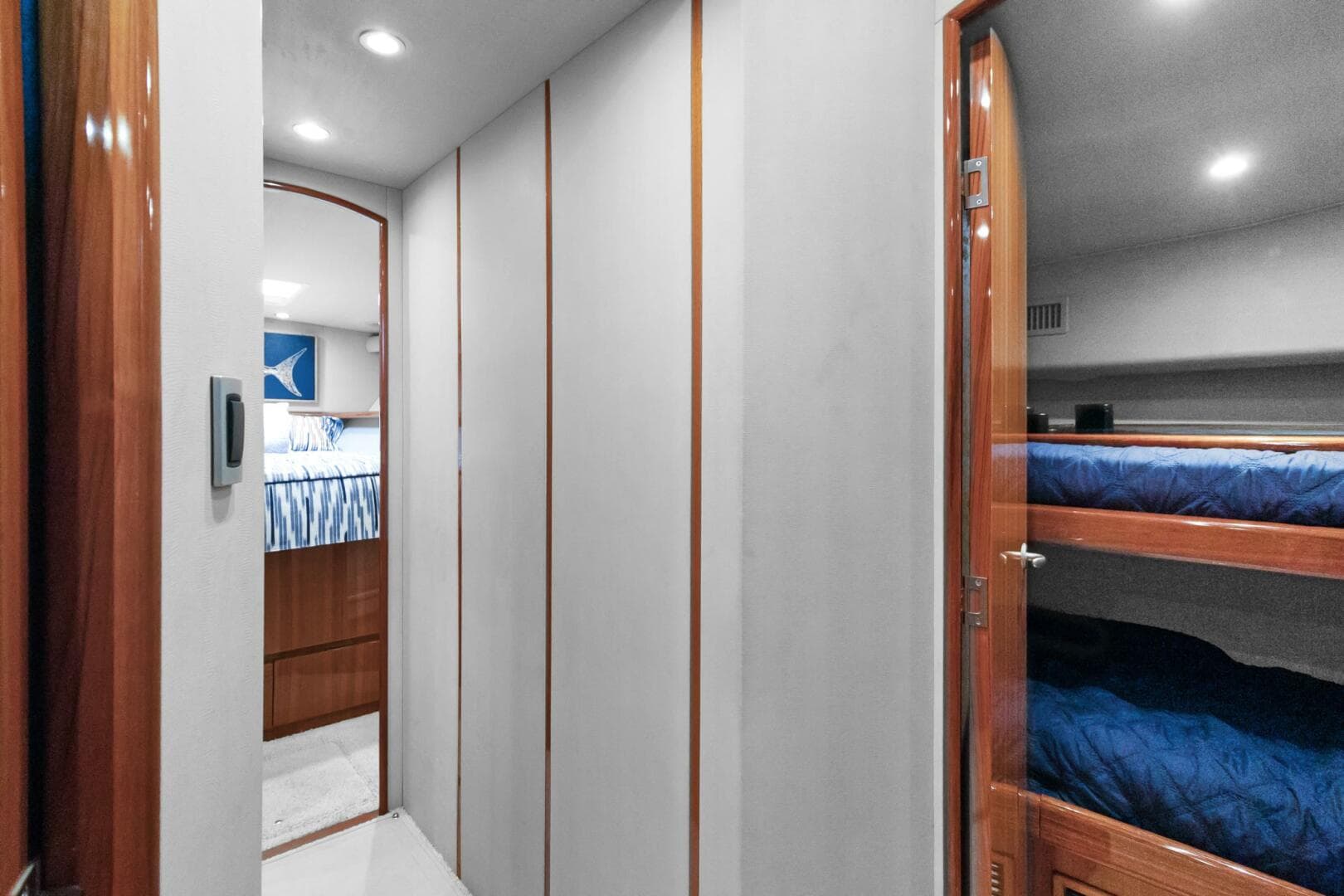 Aft Companion Way Facing Forward To Starboard Bunk Room And Master Stateroom Fwd