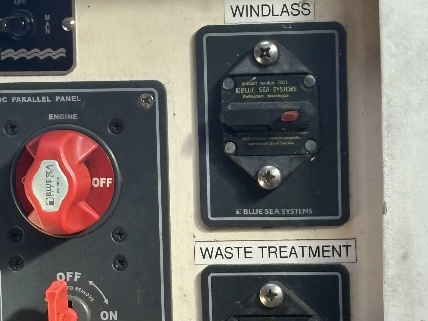 battery selector, windlass breaker