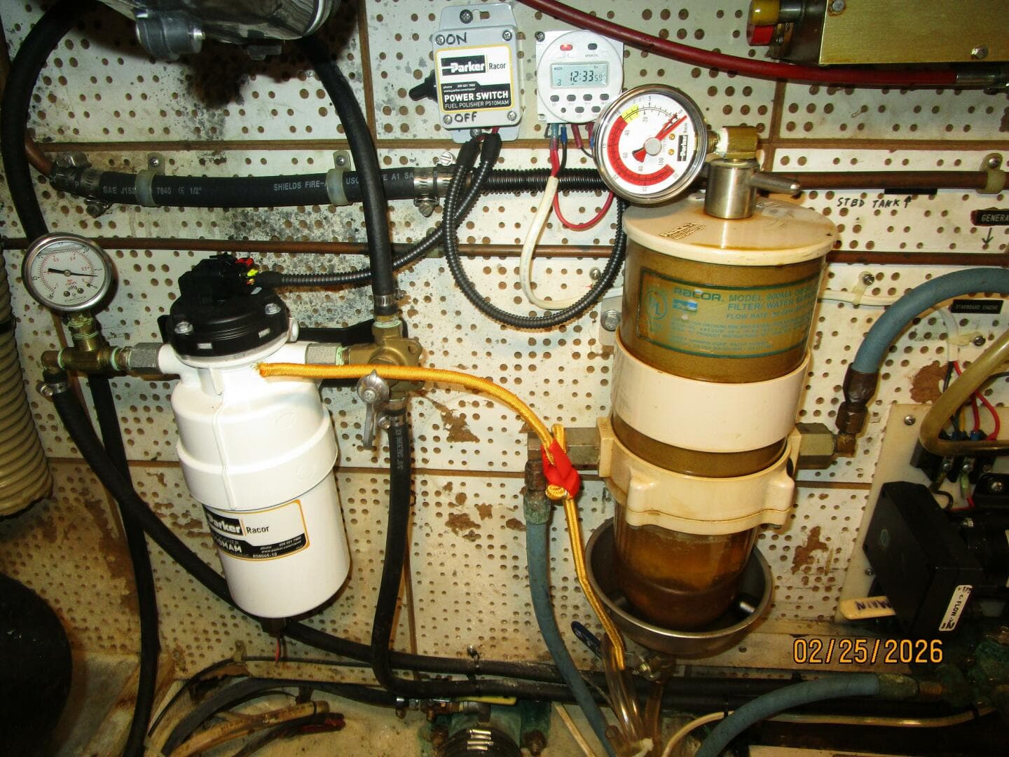 42' Jefferson starboard Racor fuel filter-polishing system