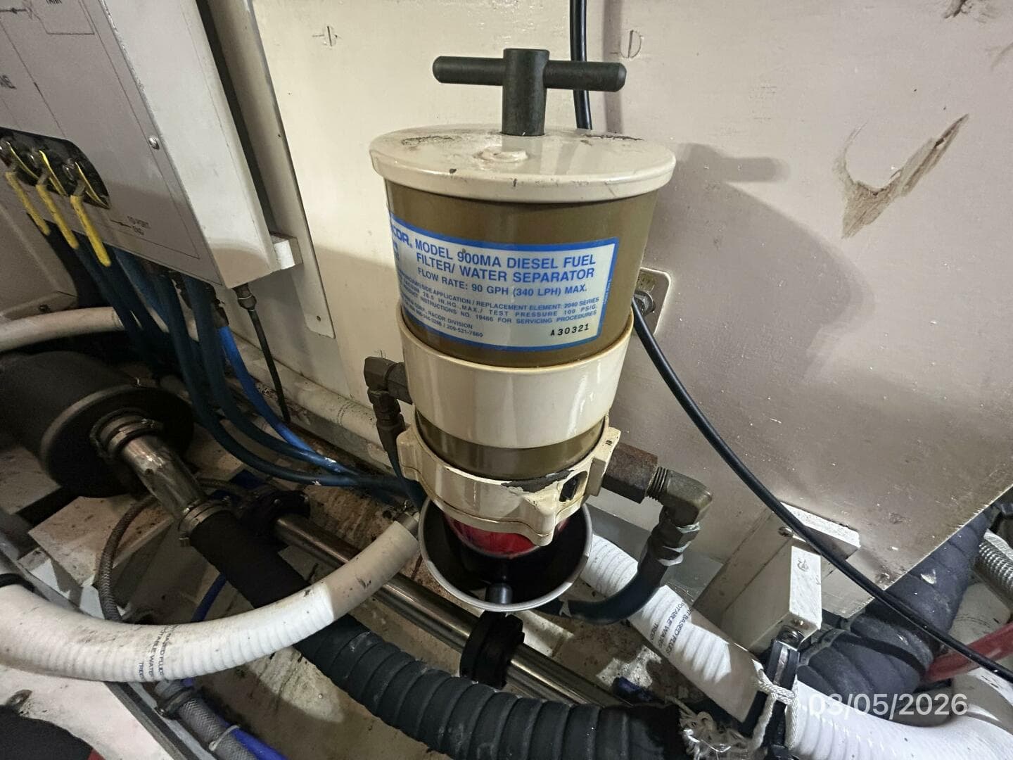 42' Grand Banks port Racor fuel filter