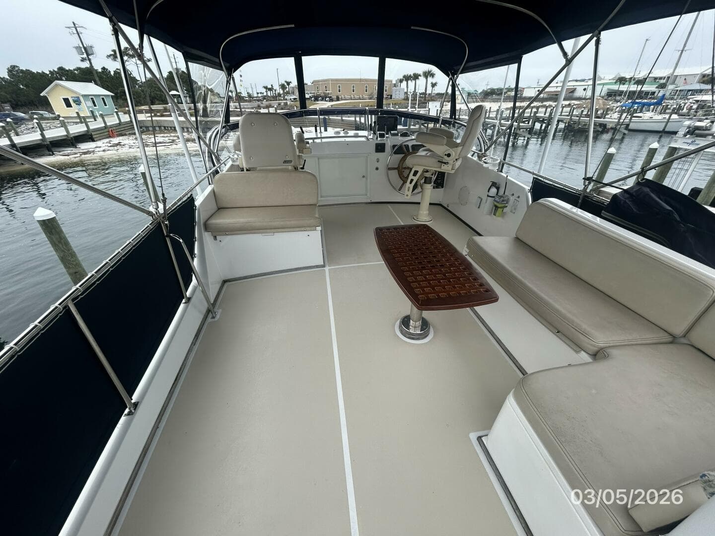42' Grand Banks flybridge forward