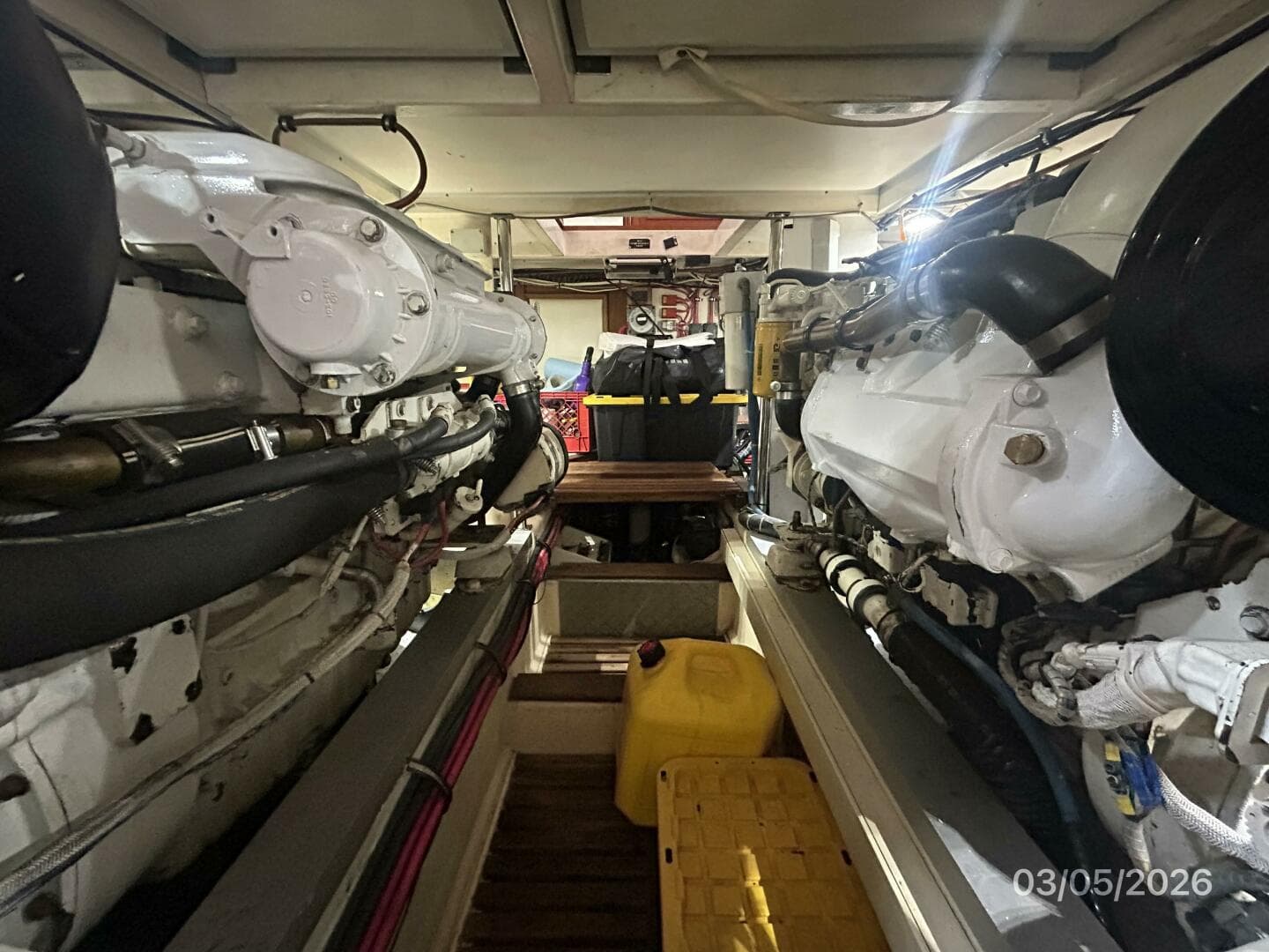 42' Grand Banks engine room forward