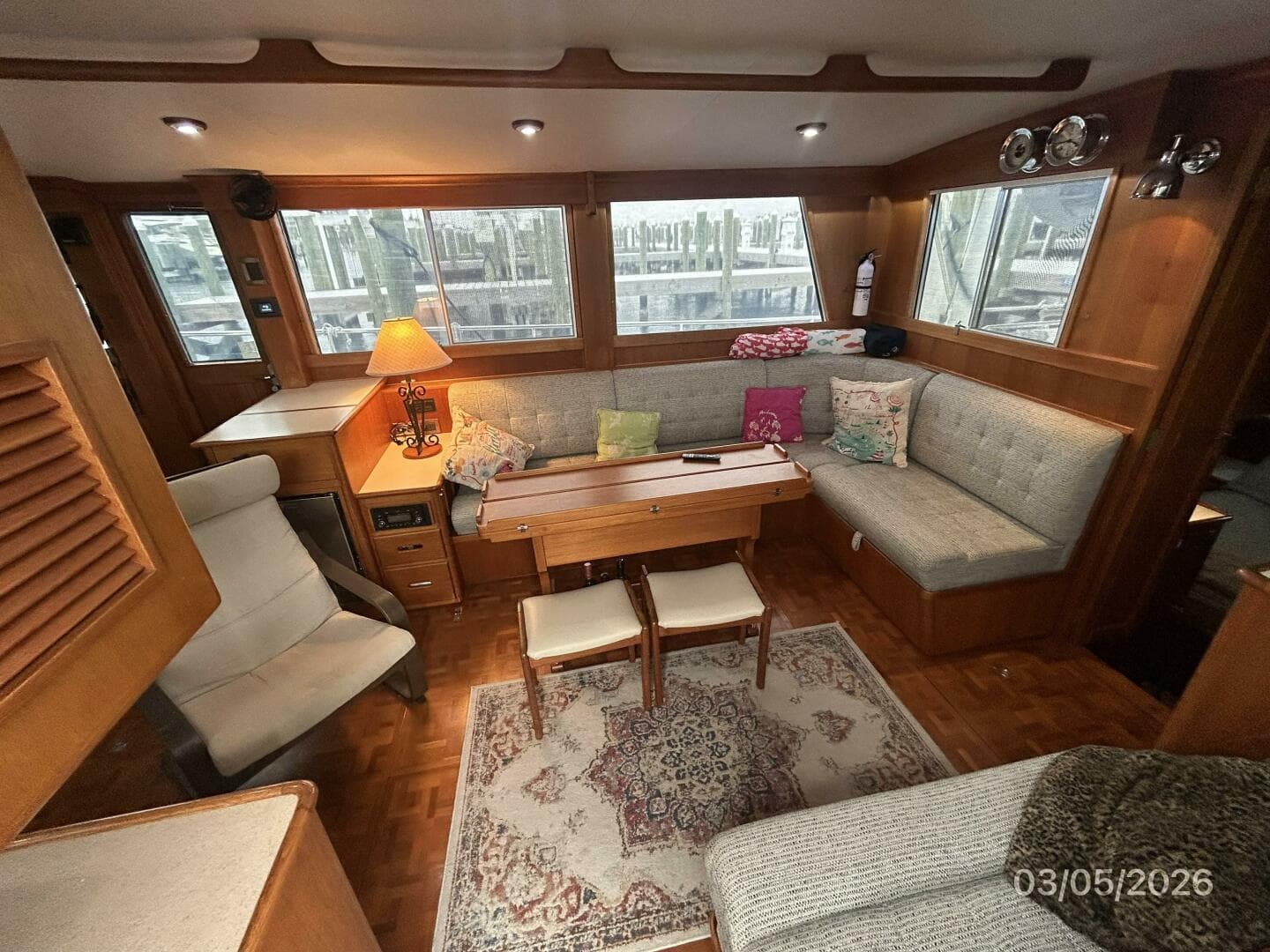 42' Grand Banks salon starboard