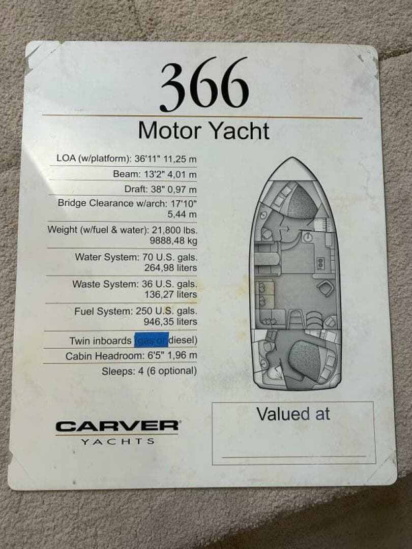 Carver 366 Specs