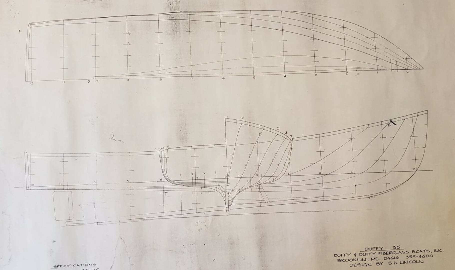 1989 Duffy 35 Flybridge - Hull Drawings