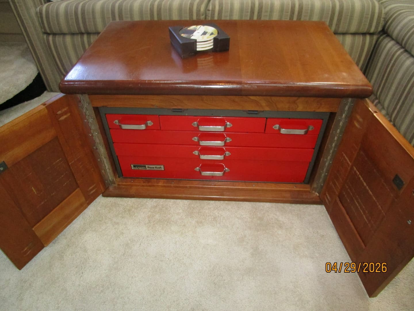 44' Cruisers salon coffee table-tool chest