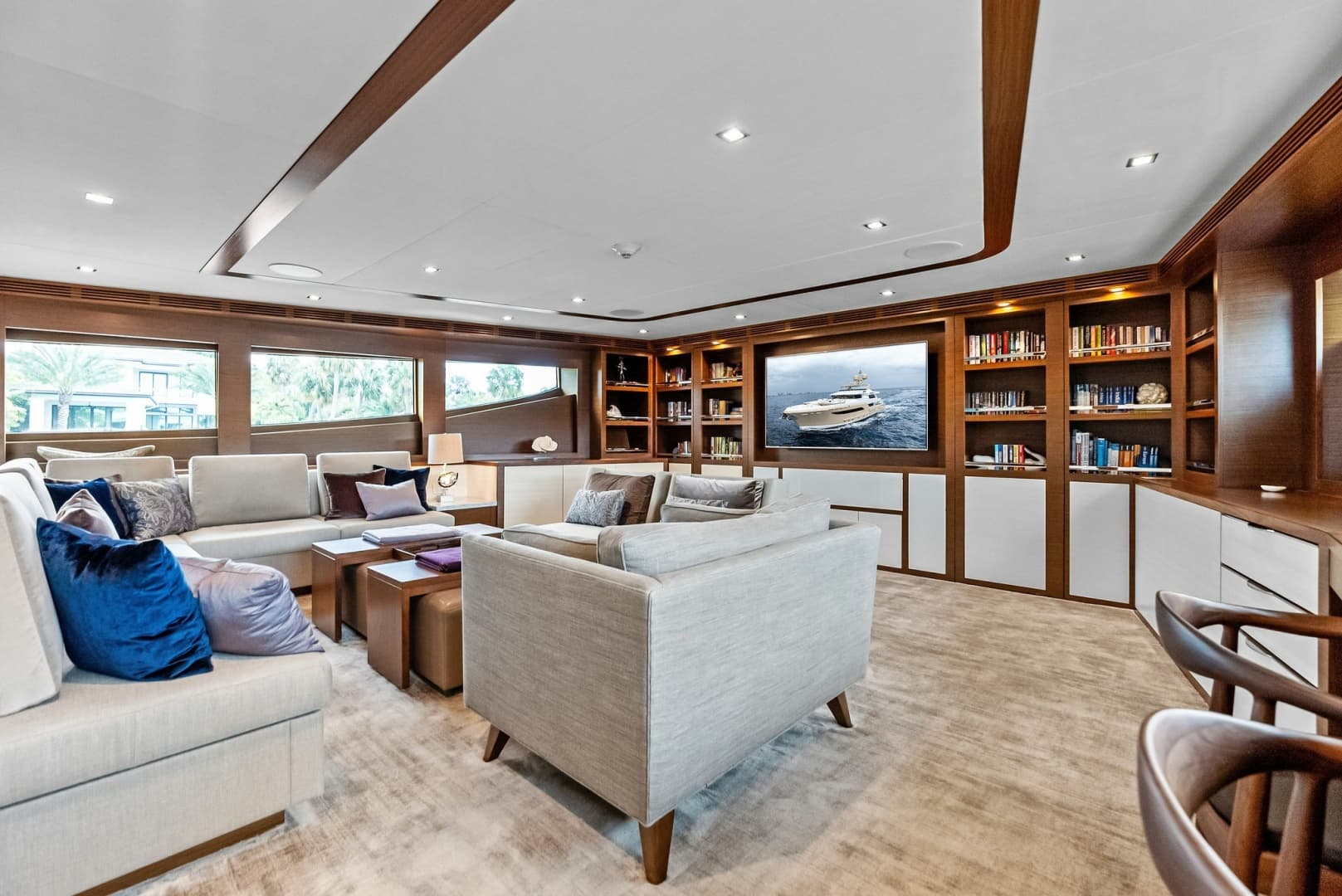 Library lounge, forward on main deck, can double as cinema