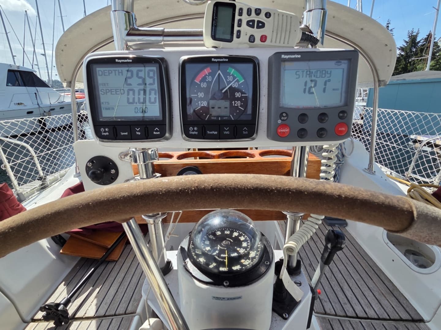 Cockpit with Raymarine electronics