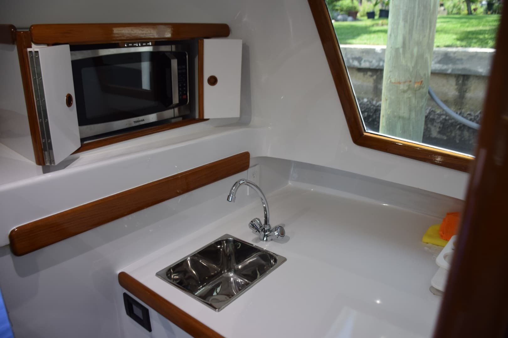Microwave And Stainless Sink
