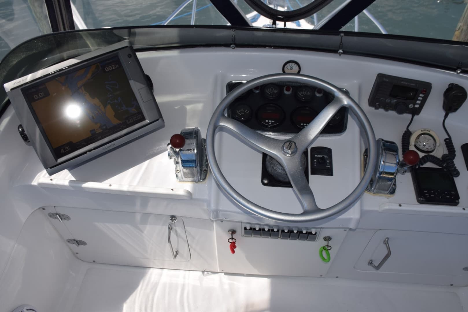 Edson Helm Wheel, Morse Single Lever Controls, Compass
