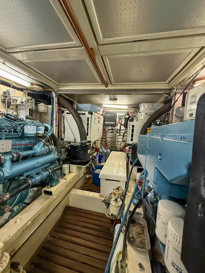 DeFever 49 Engine Room Aft 