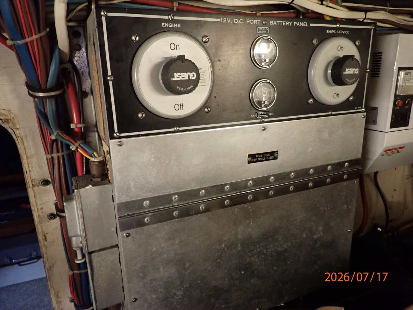 48' Hatteras engine room port electrical panel