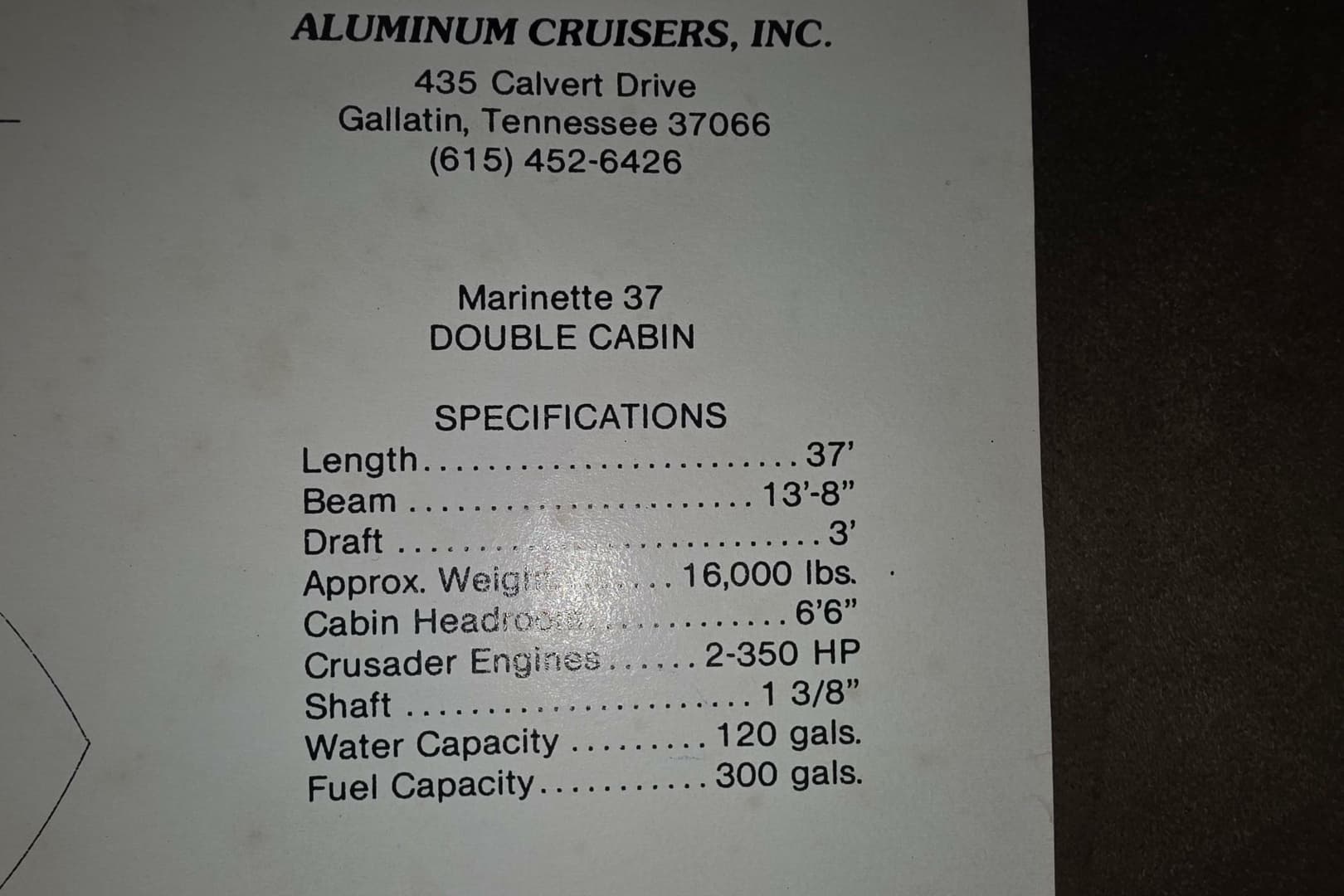 1988 Marinette 37 Motor Yacht