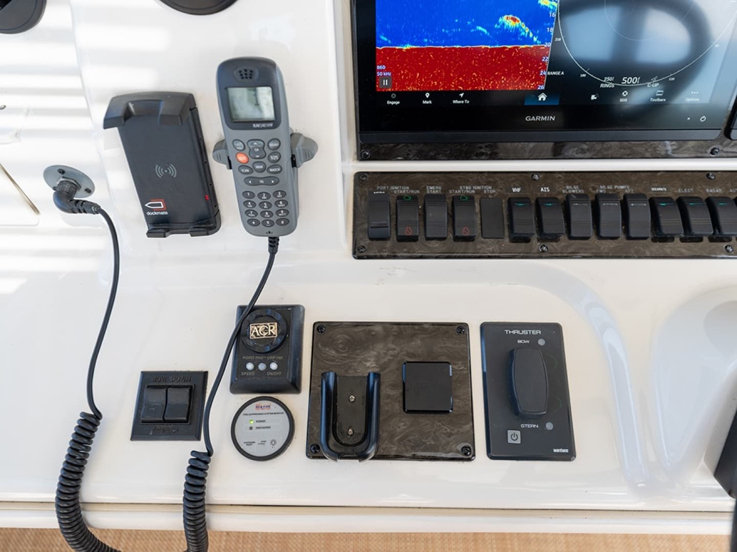 Helm electronics/controls/switch panel