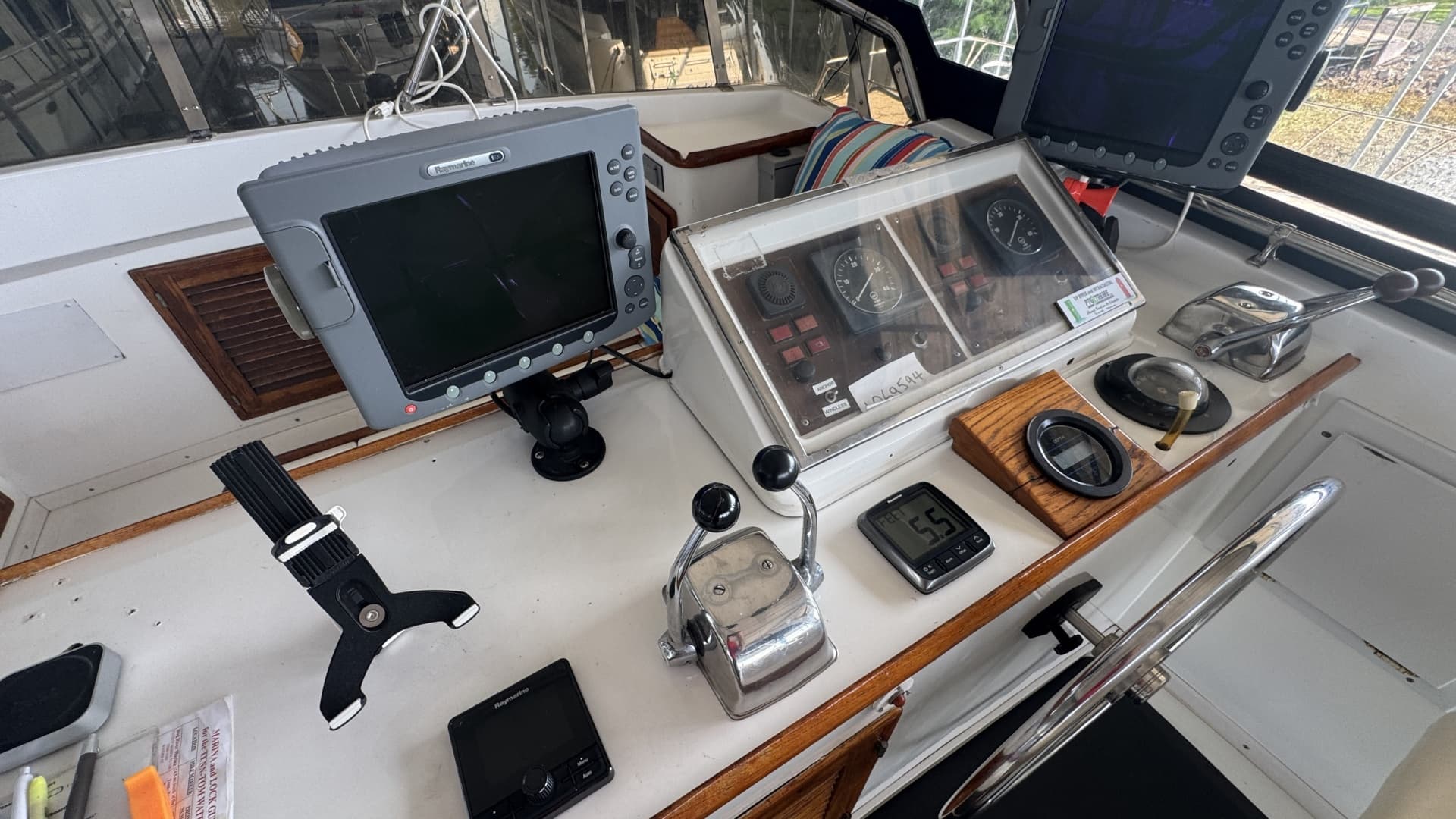 Flybridge Helm Station Navigation and Monitoring Equipment