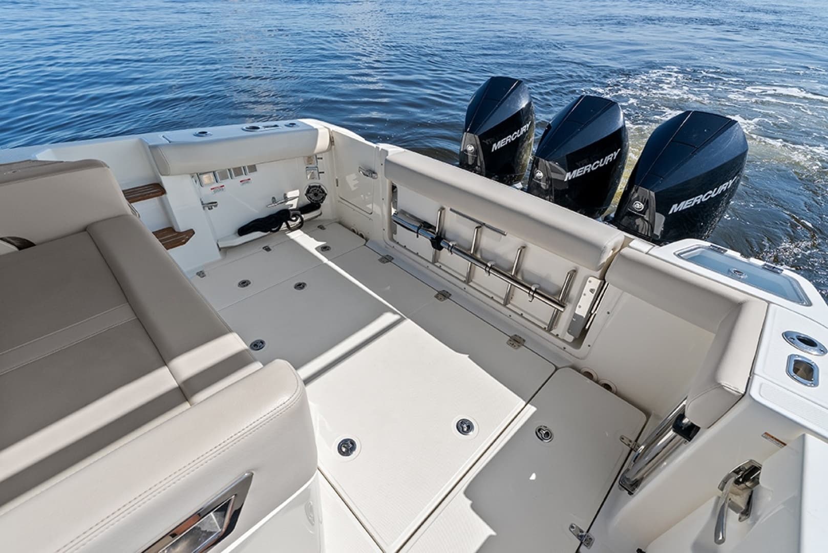 Stern bench seat folded