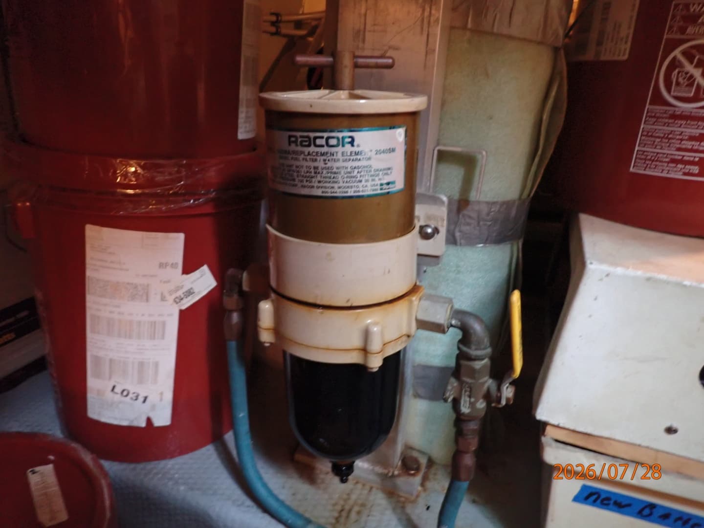 54' Hatteras generator Racor fuel filter