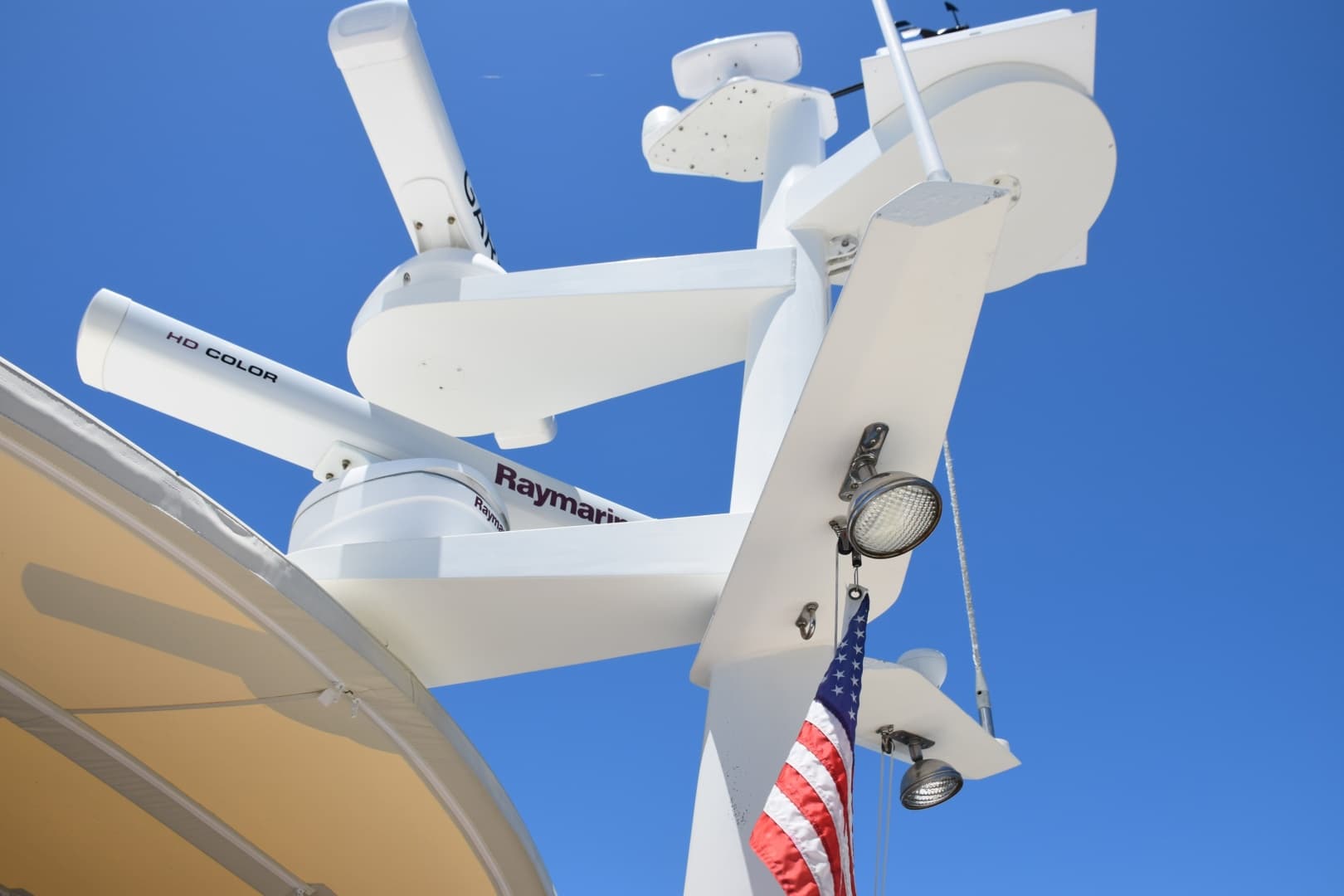 Radar Signal Mast With Dual Arrays And Starlink Antenna