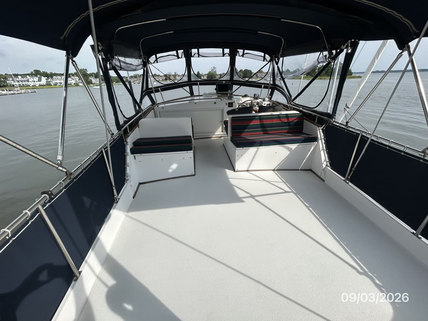 42' Grand Banks flybridge forward