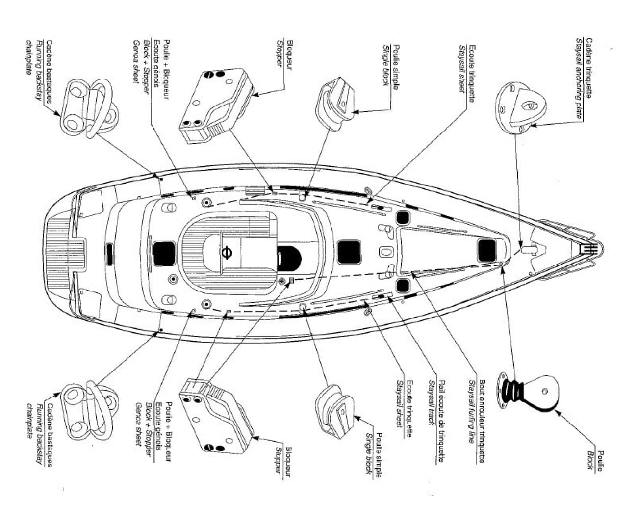 Beneteau 44 Center Cockpit - Deck Layout
