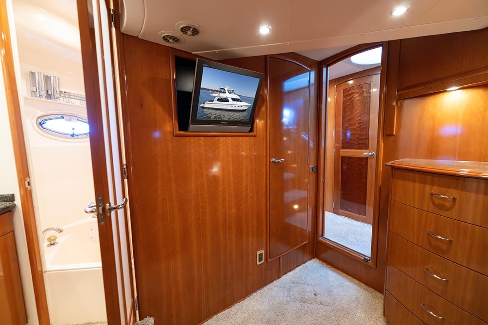 Entertainment center in the master stateroom