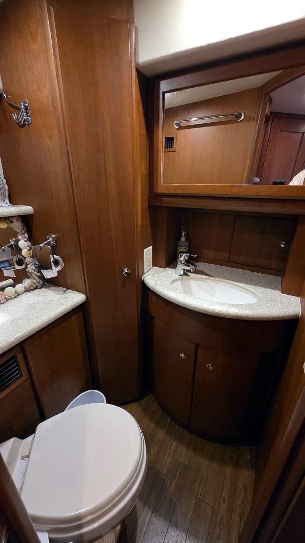 Owners Head Vanity and Toilet