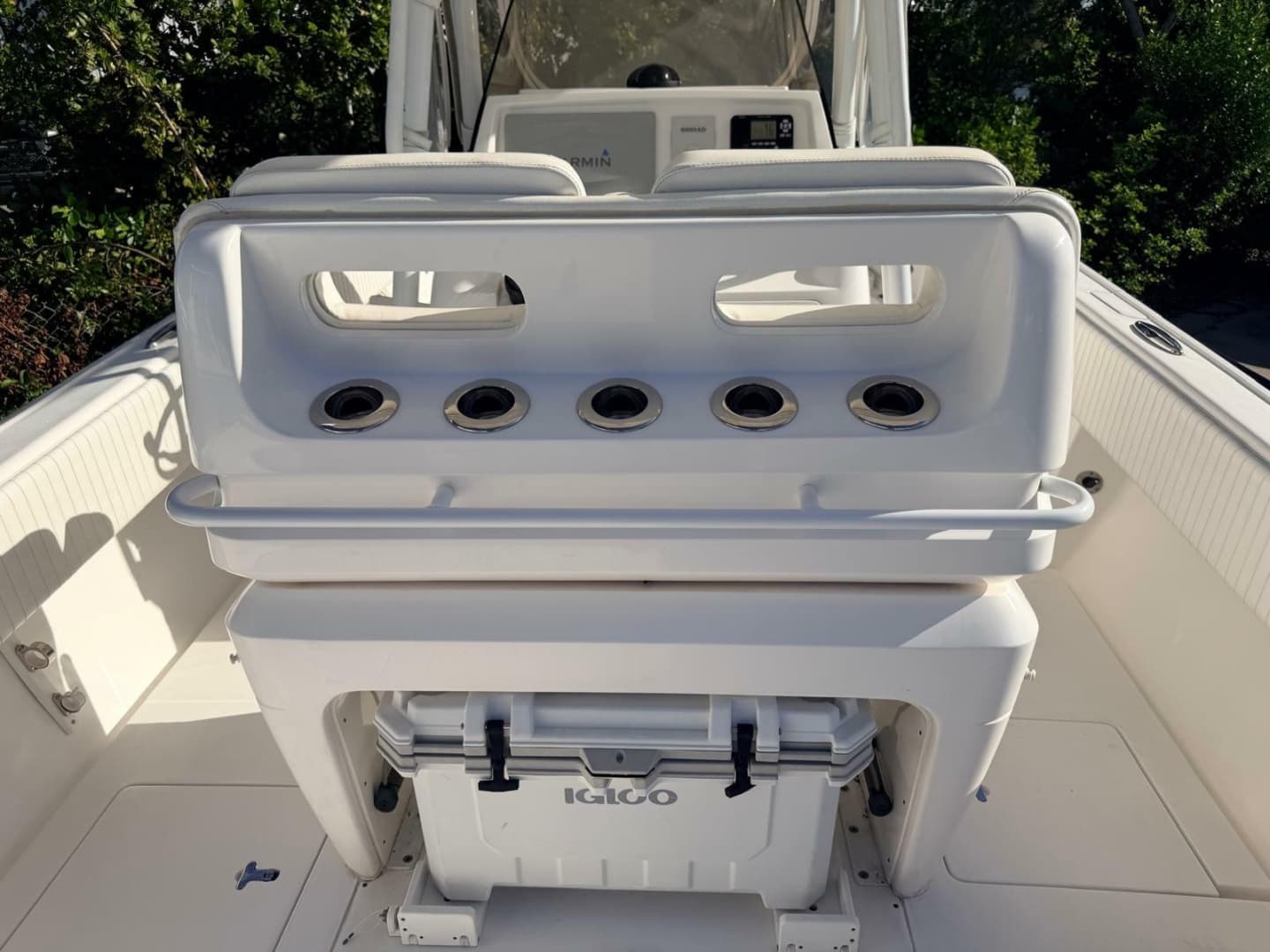 2017 Intrepid 327 Center Console for sale in Pompano Beach FL - leaning post with rocket launcher rod holders and cooler