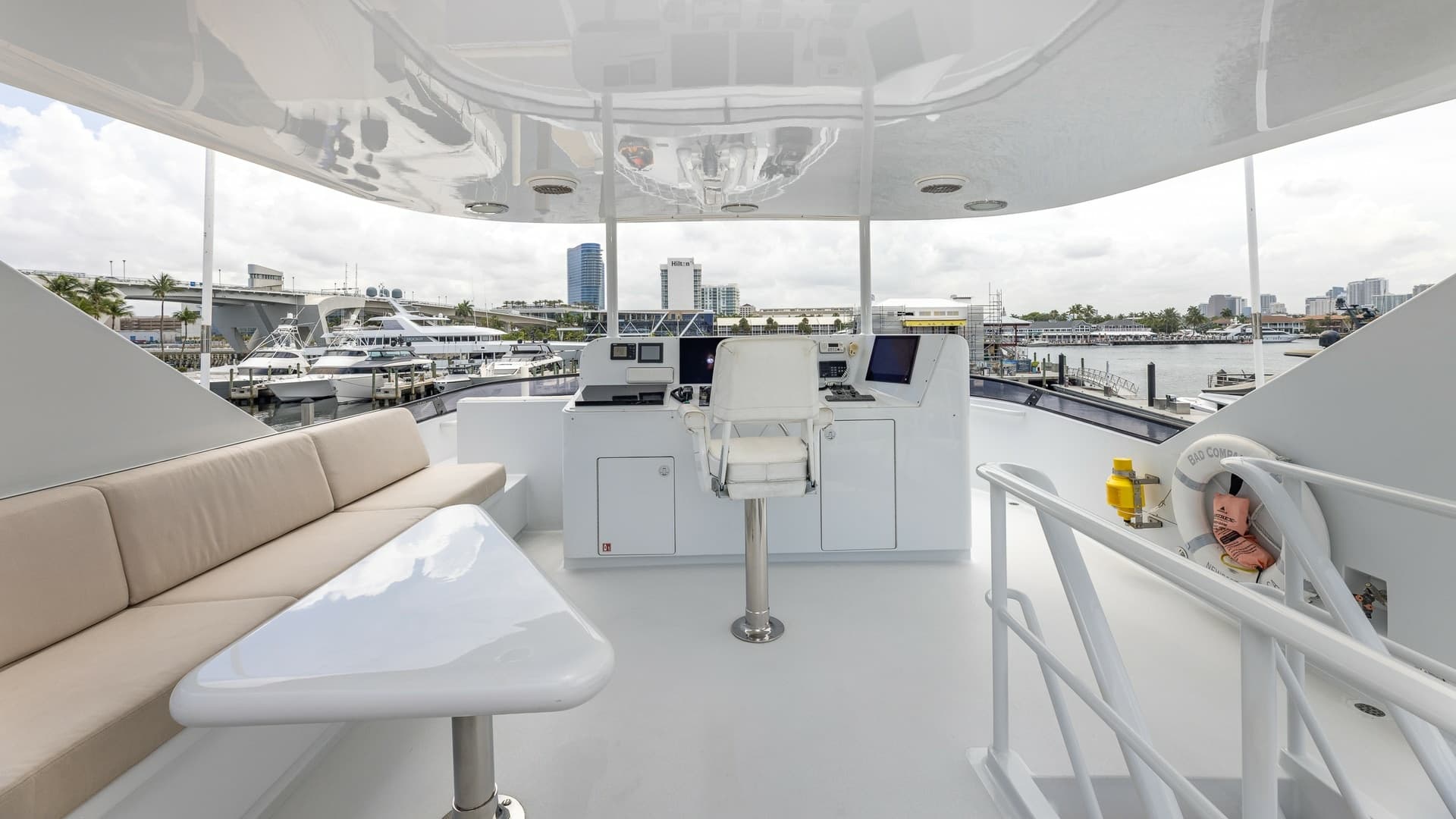1998 Trinity Yachts Sport Fisherman - BAD COMPANY:Flybridge Helm with Seating Area