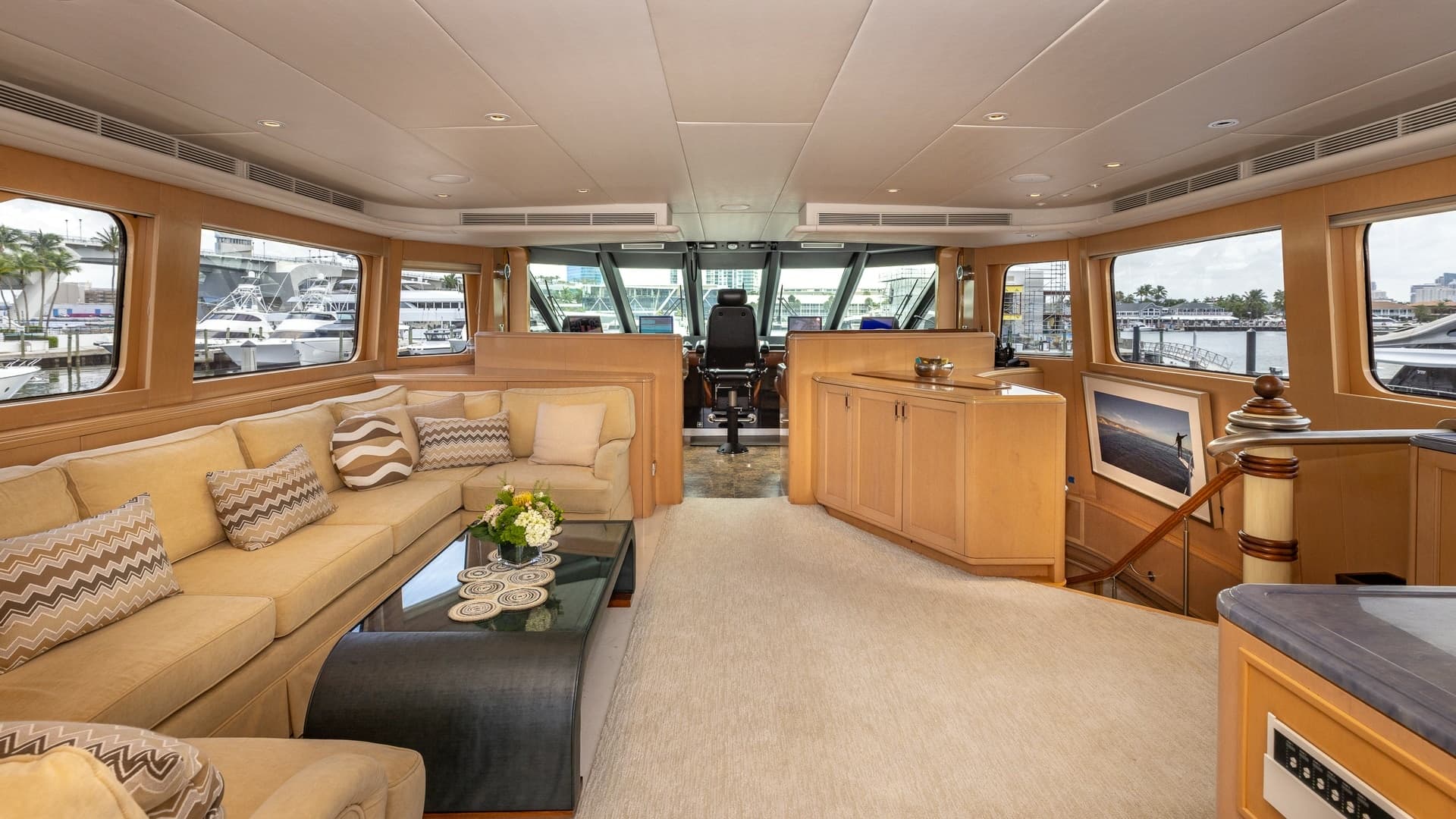 1998 Trinity Yachts Sport Fisherman - BAD COMPANY: Spacious Salon with Helm View