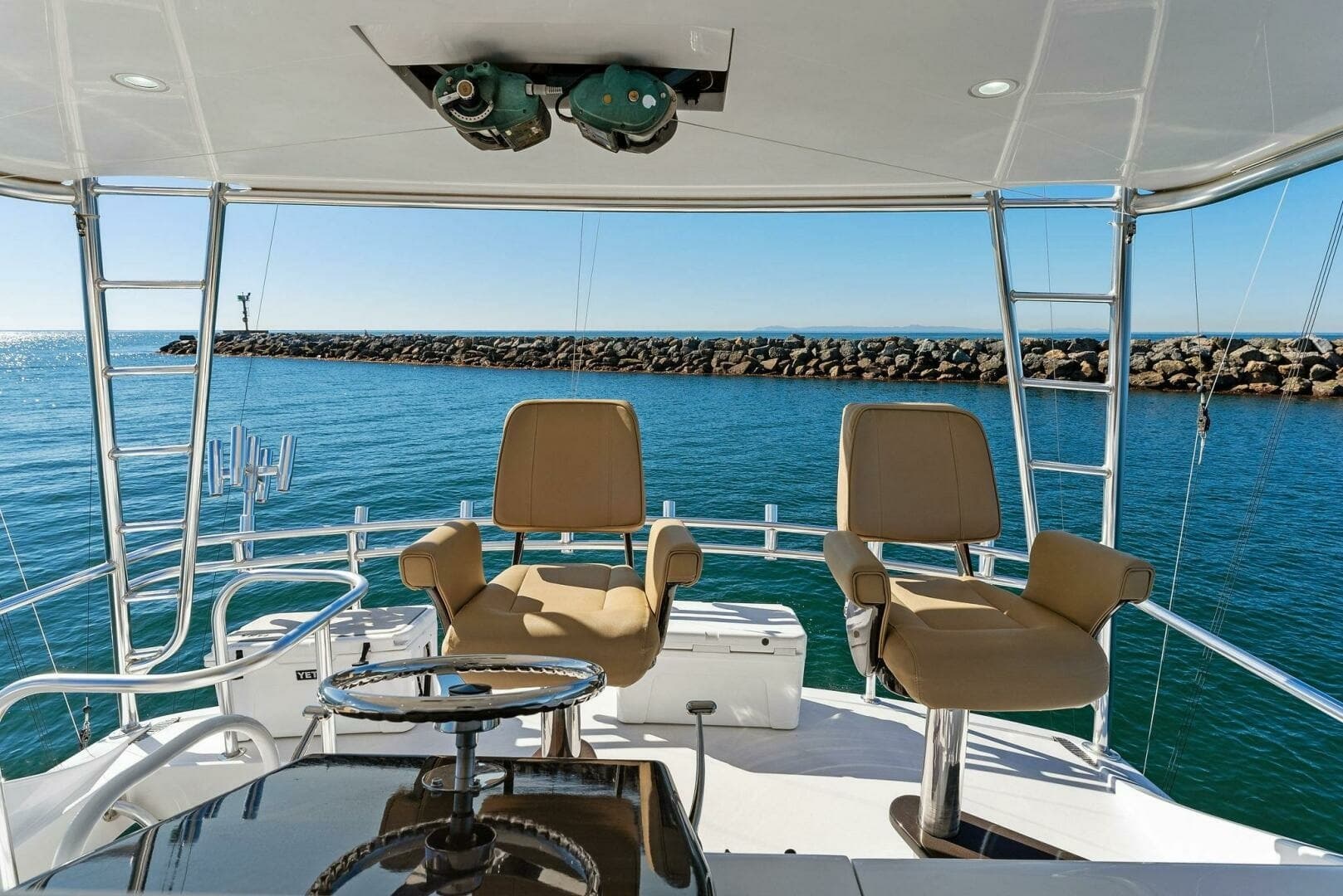 2007 Hatteras 64 Convertible - CHUPACABRA: Flybridge Seating with Ocean View
