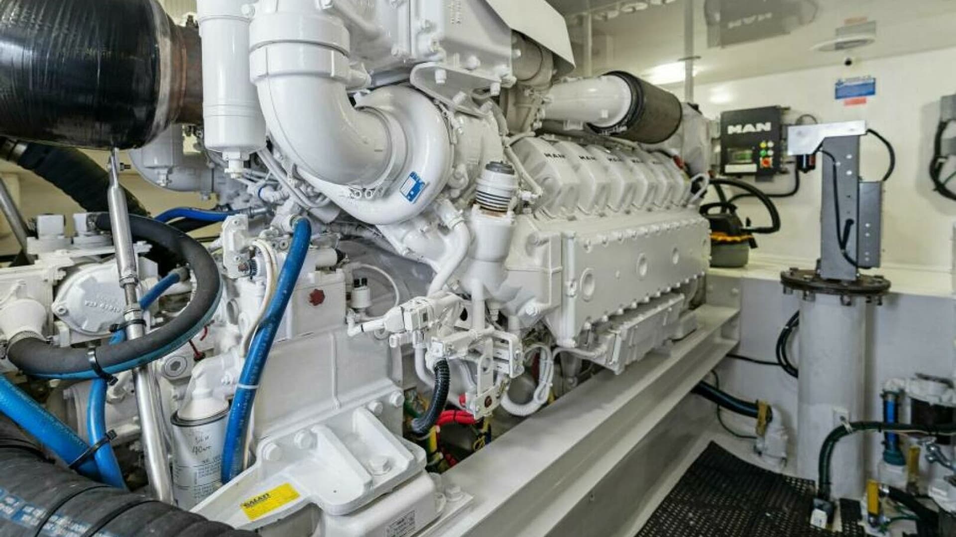 Engine Room with MAN V12 Engine