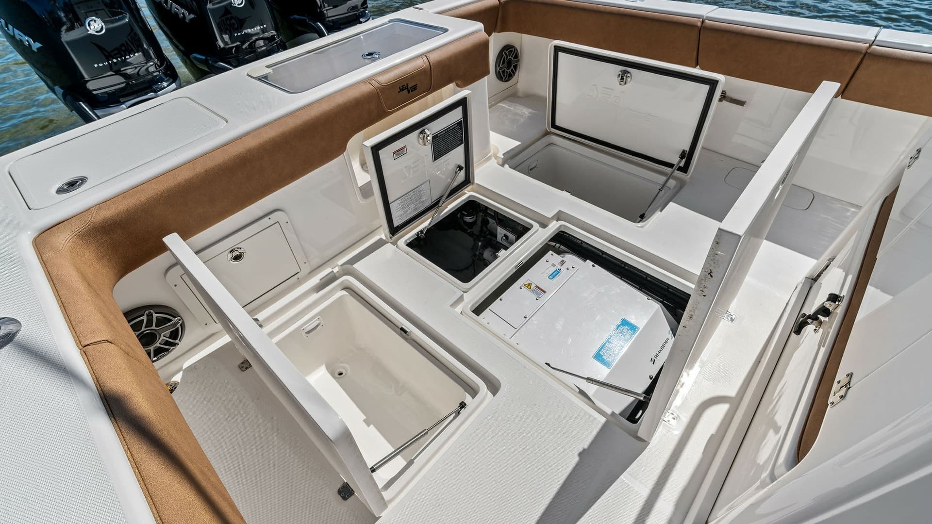 Spacious Aft Deck Storage Compartments