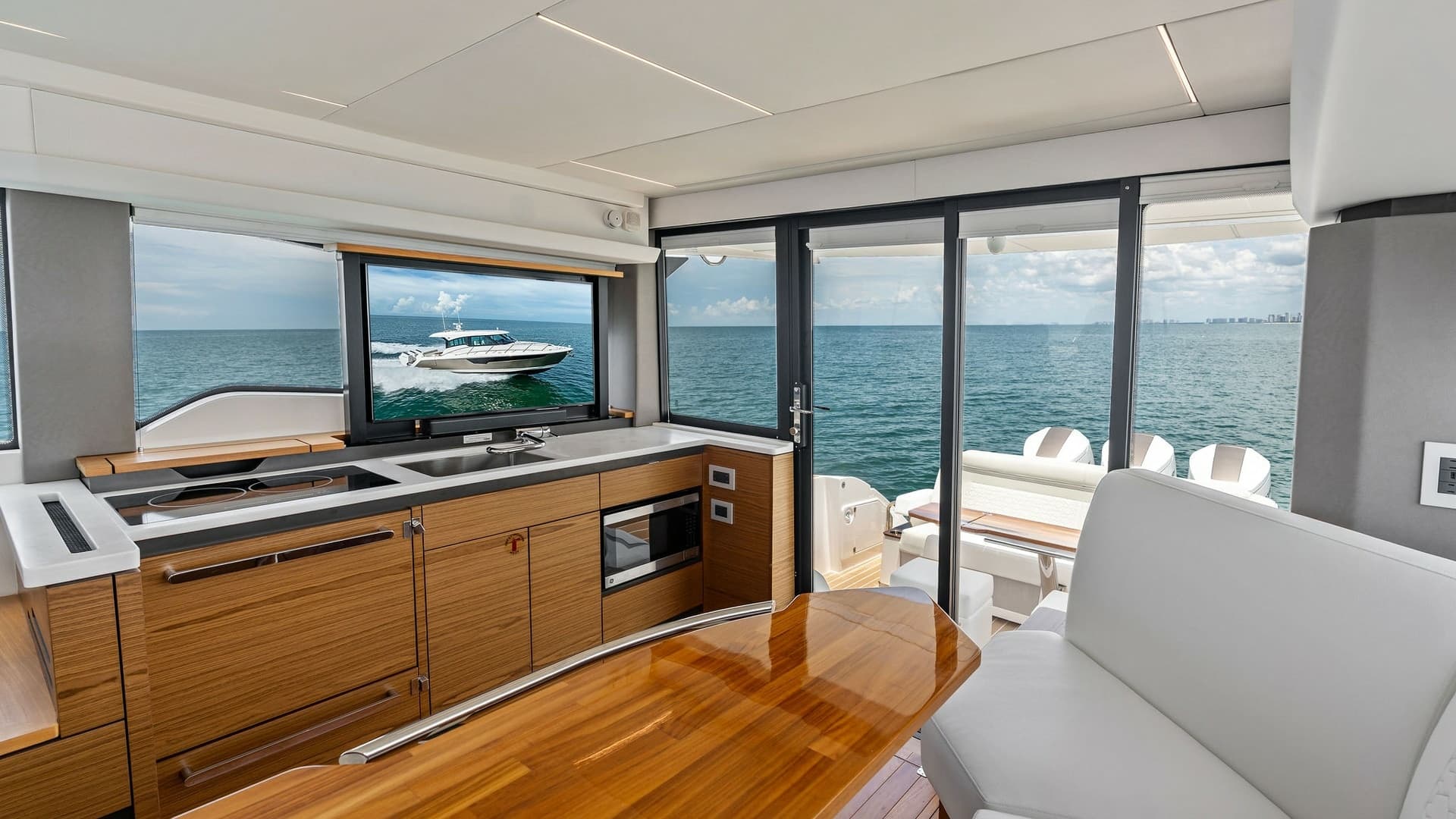 Contemporary Interior Salon with Ocean View