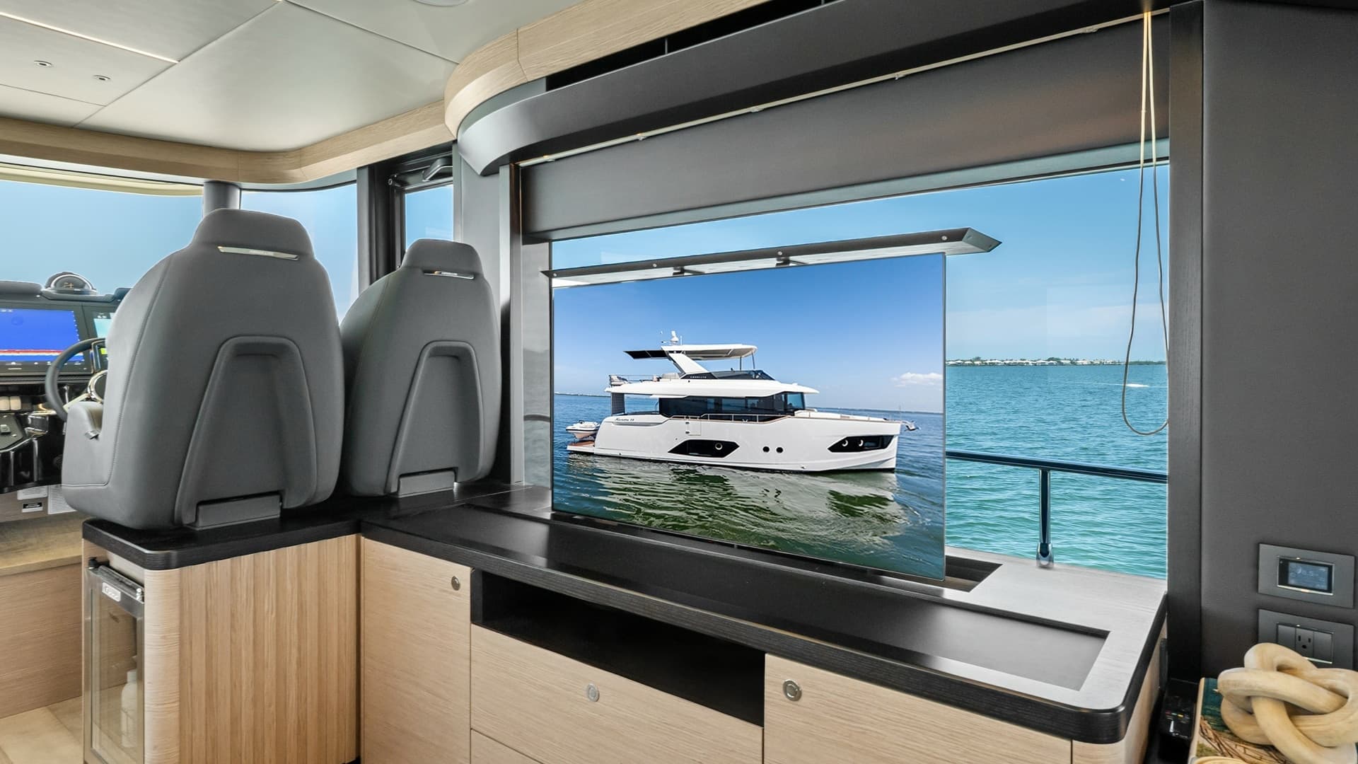 Salon with Pop-Up TV and Helm