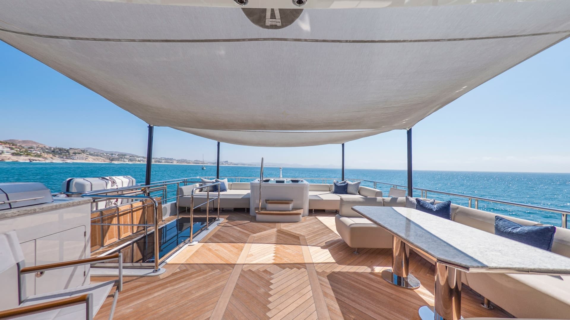 Spacious Flybridge with Sunshade