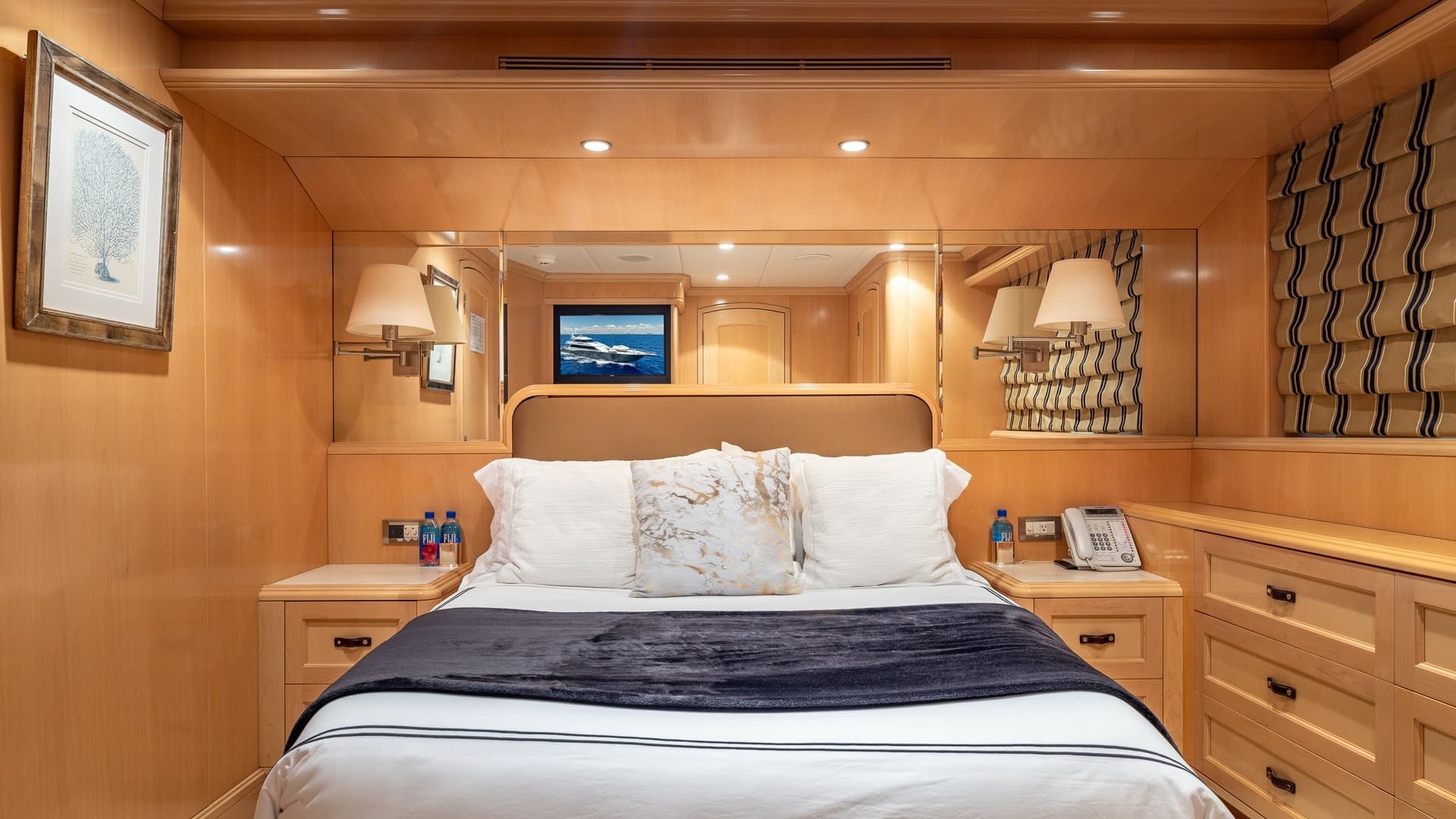 Guest Stateroom with Elegant Wood Finish