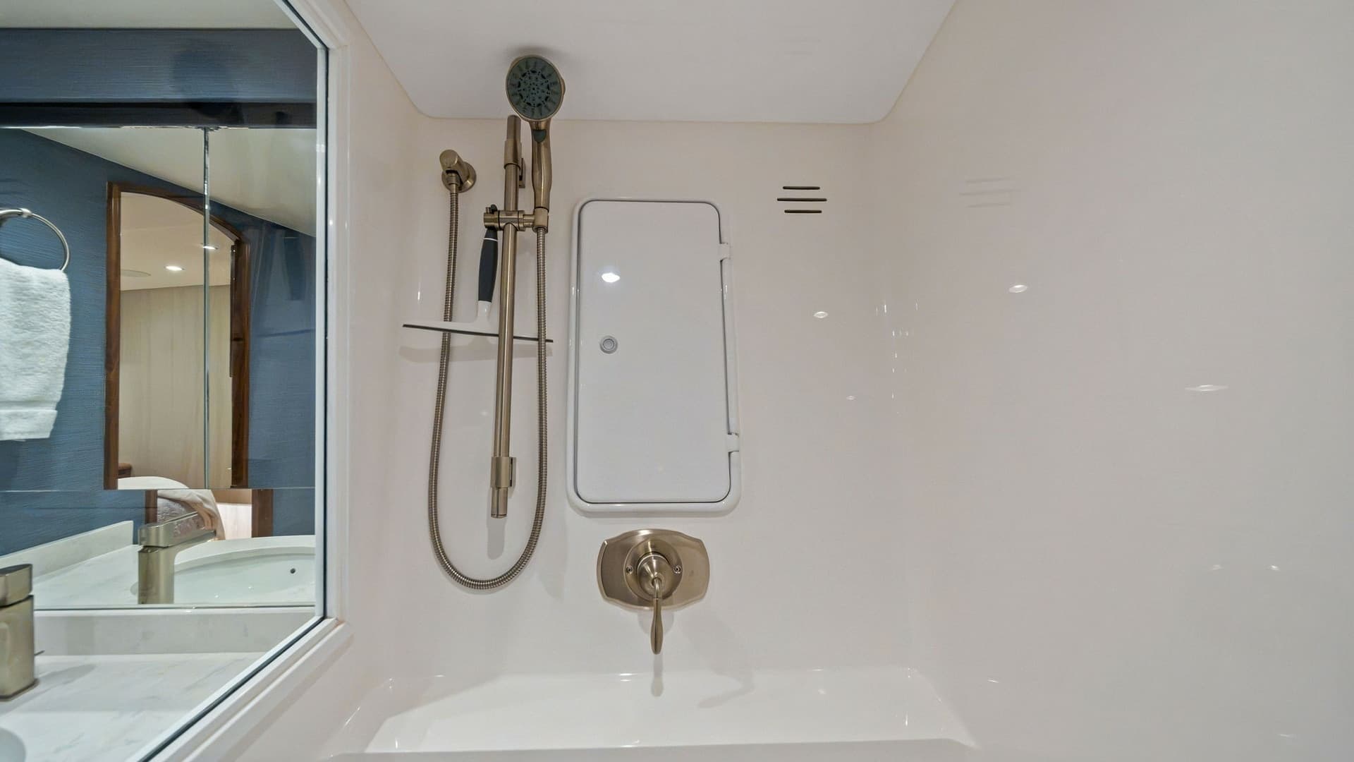 Enclosed Shower with Modern Fixtures