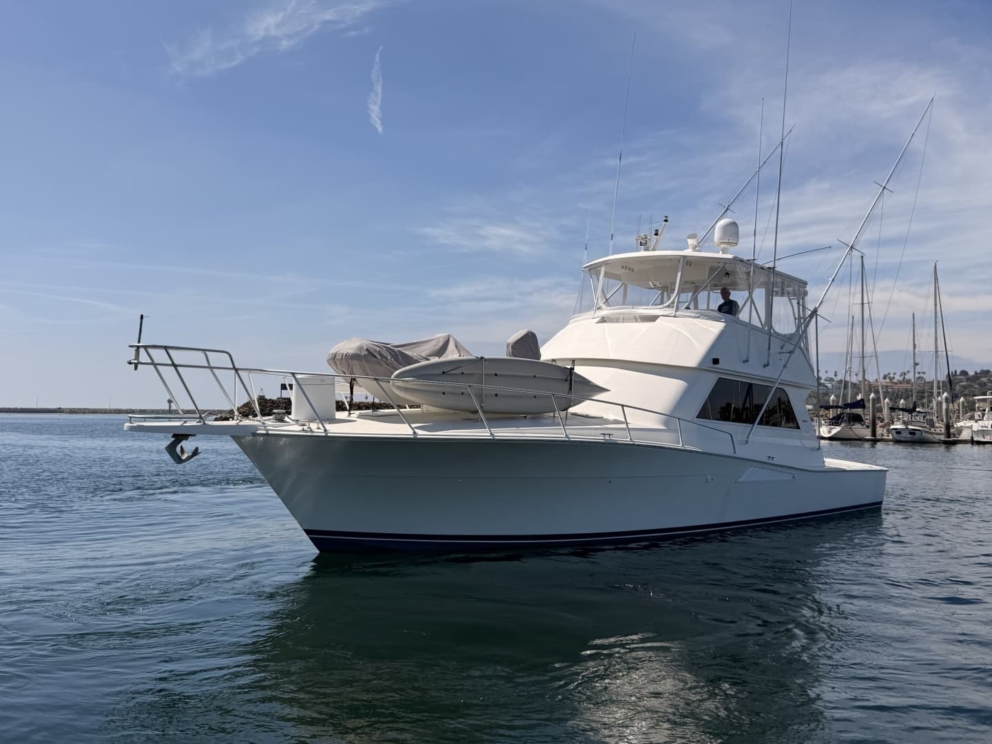 1994 Viking 50 Convertible "Wild Rice" - Port- Side Bow View with Tender