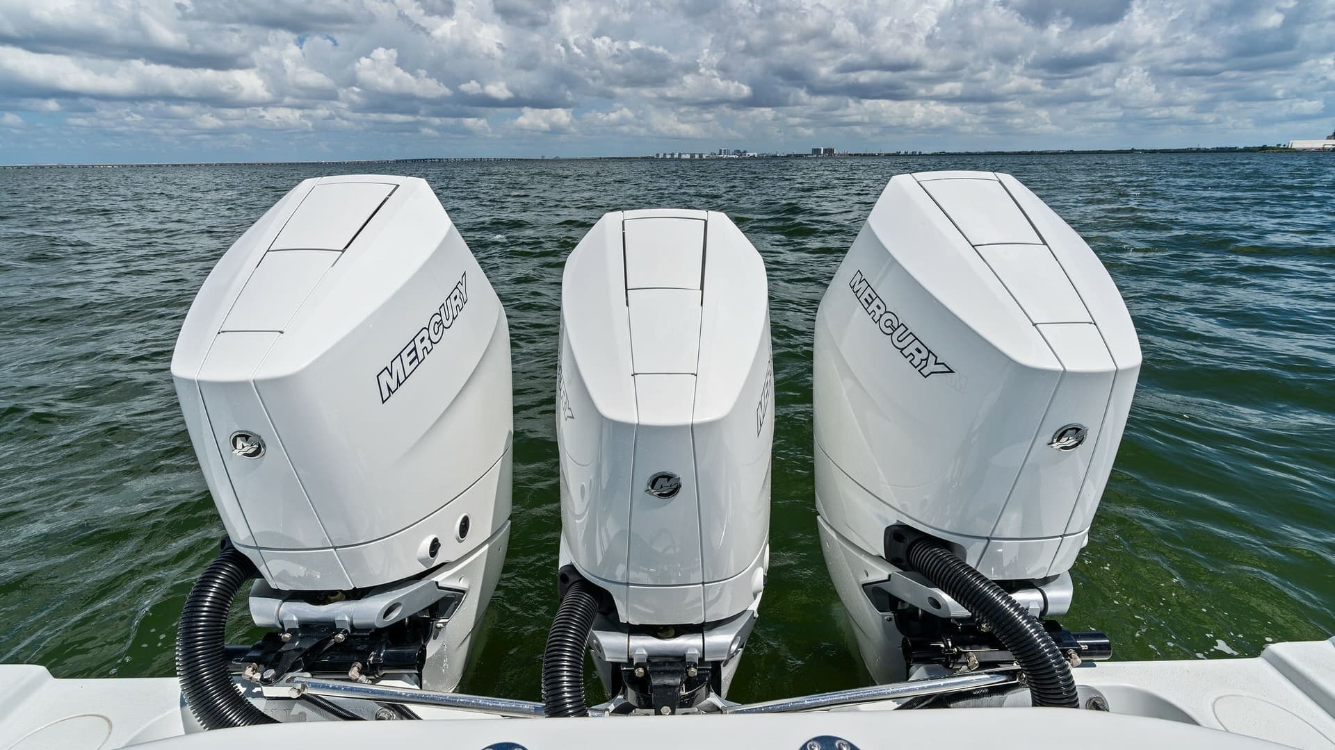 Triple Outboard Engines Aft View