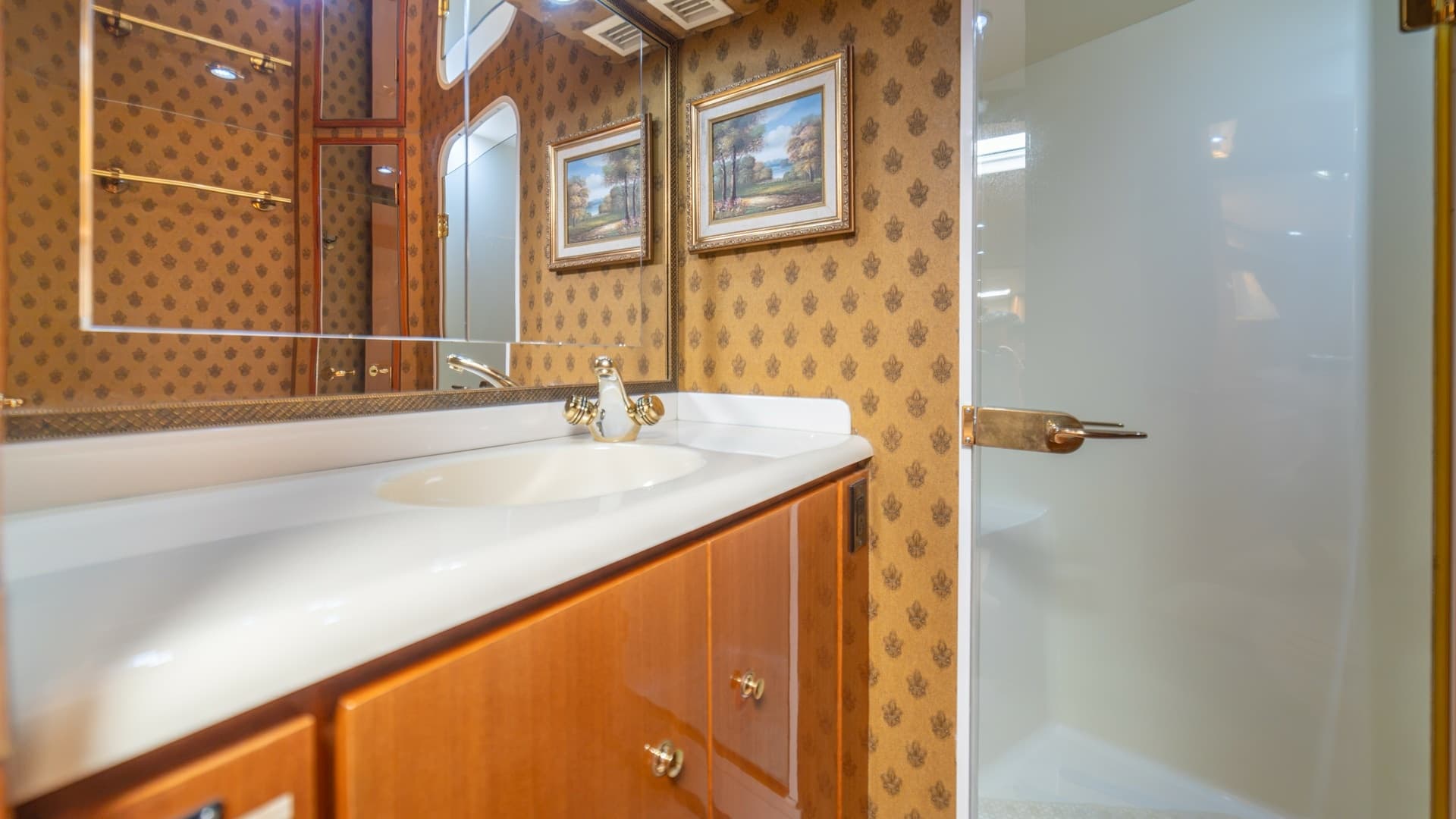Master Bathroom with Shower 2002 Viking 61 Convertible