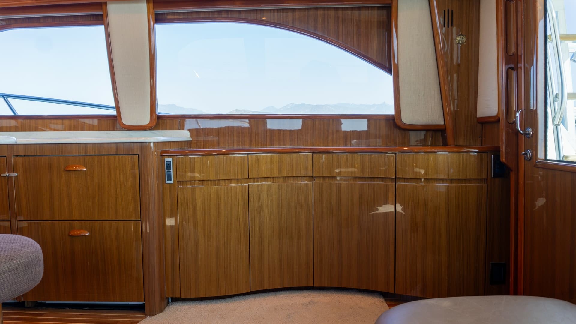 2009 Viking 50 Convertible "Jammin" - Beautifully Crafted Polished Wood Cabinetry Provides Elegant Storage Solutions While Adding Warmth, Sophistication, and Timeless Appeal to the Yacht's Interior.