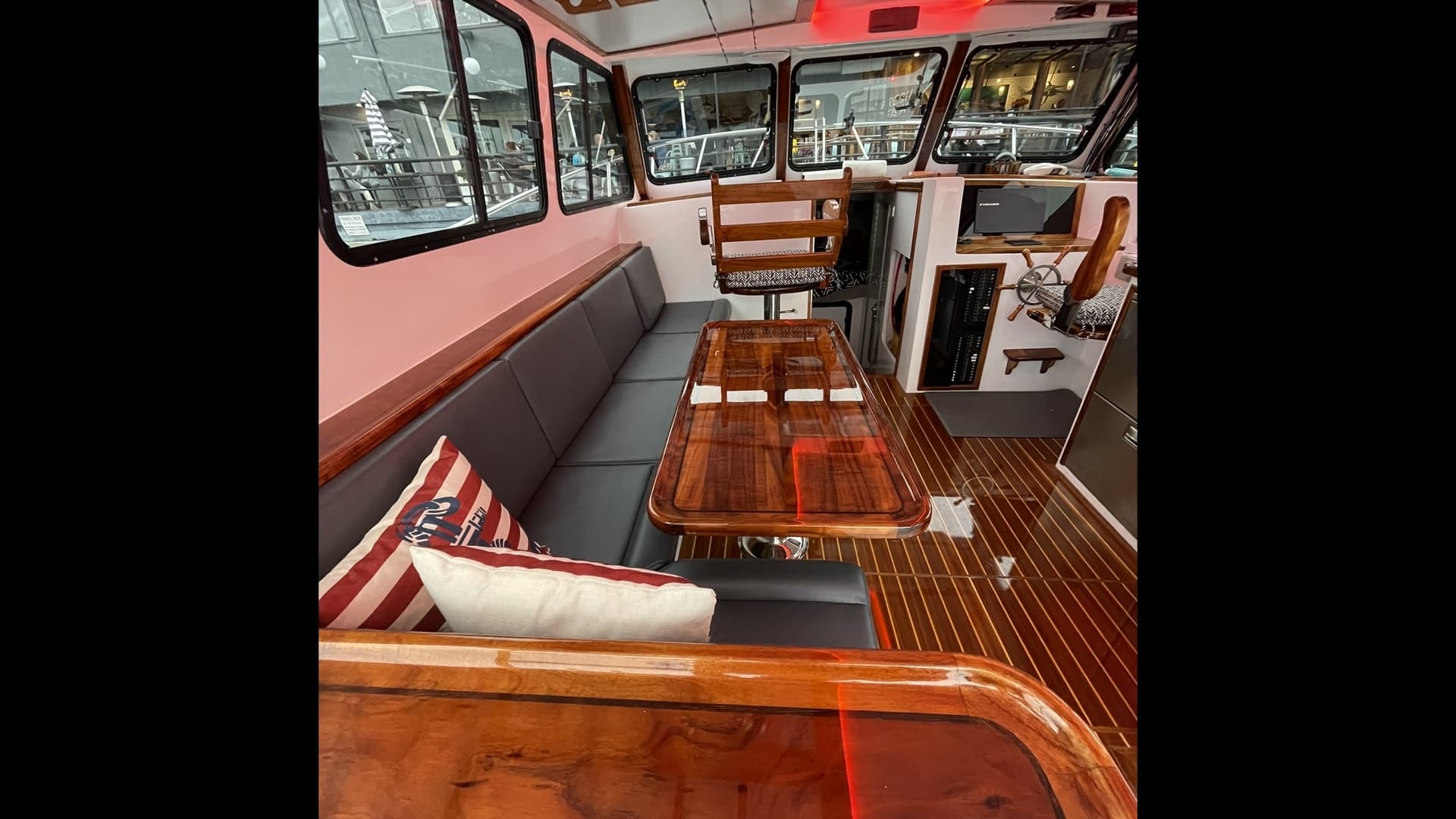 Main Salon with Seating and Helm