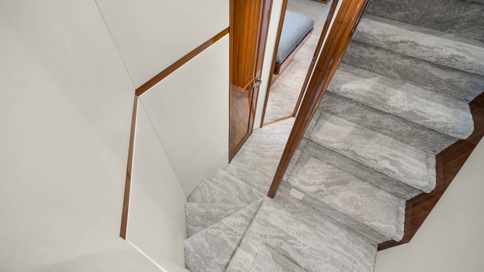 Carpeted Staircase to Lower Deck