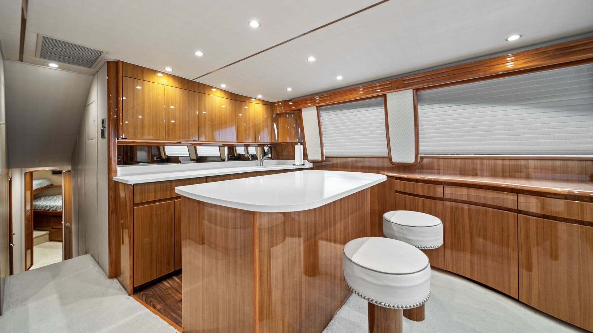 Elegant Yacht Galley with Seating