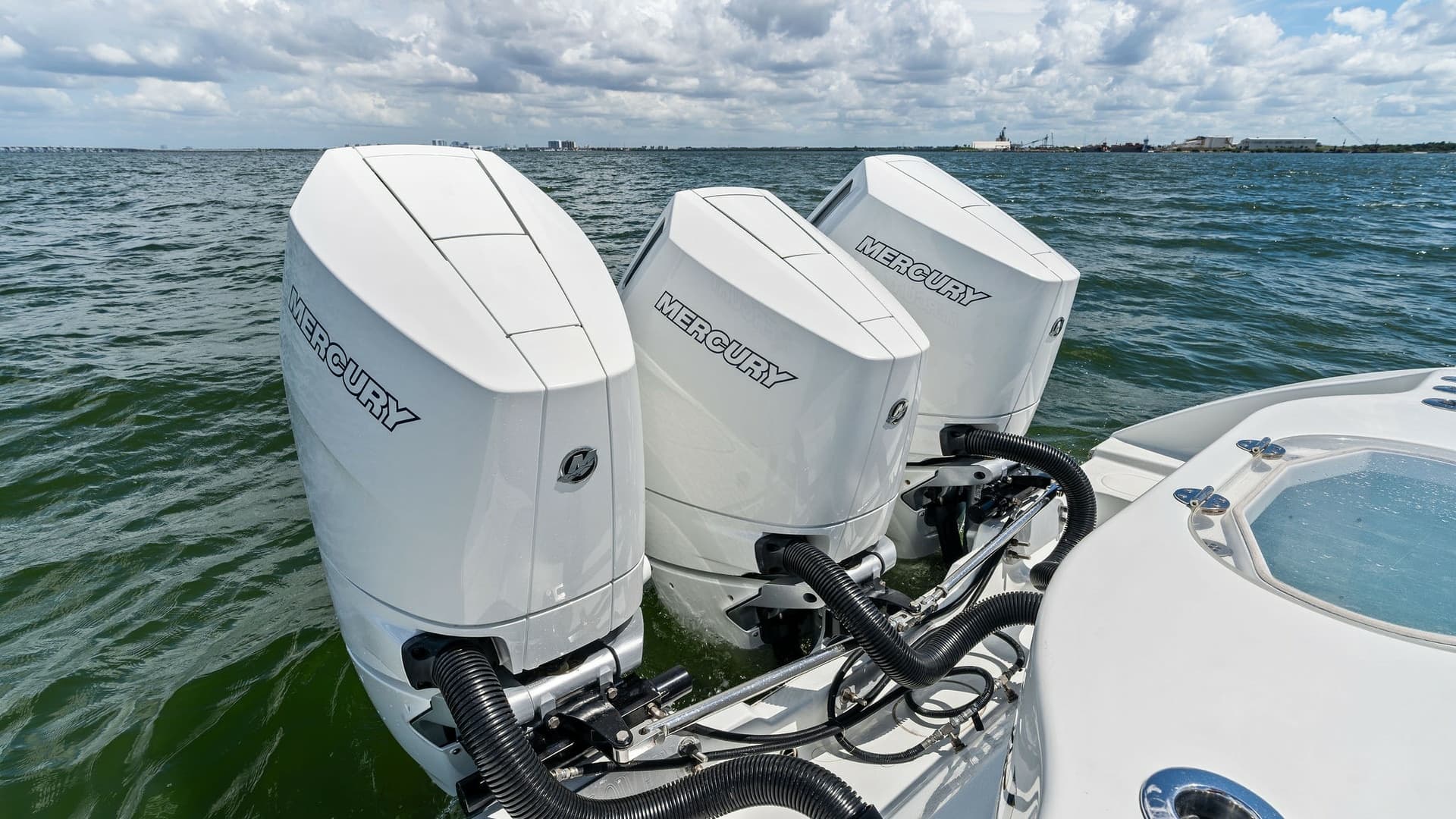 Triple Mercury Outboards on Transom