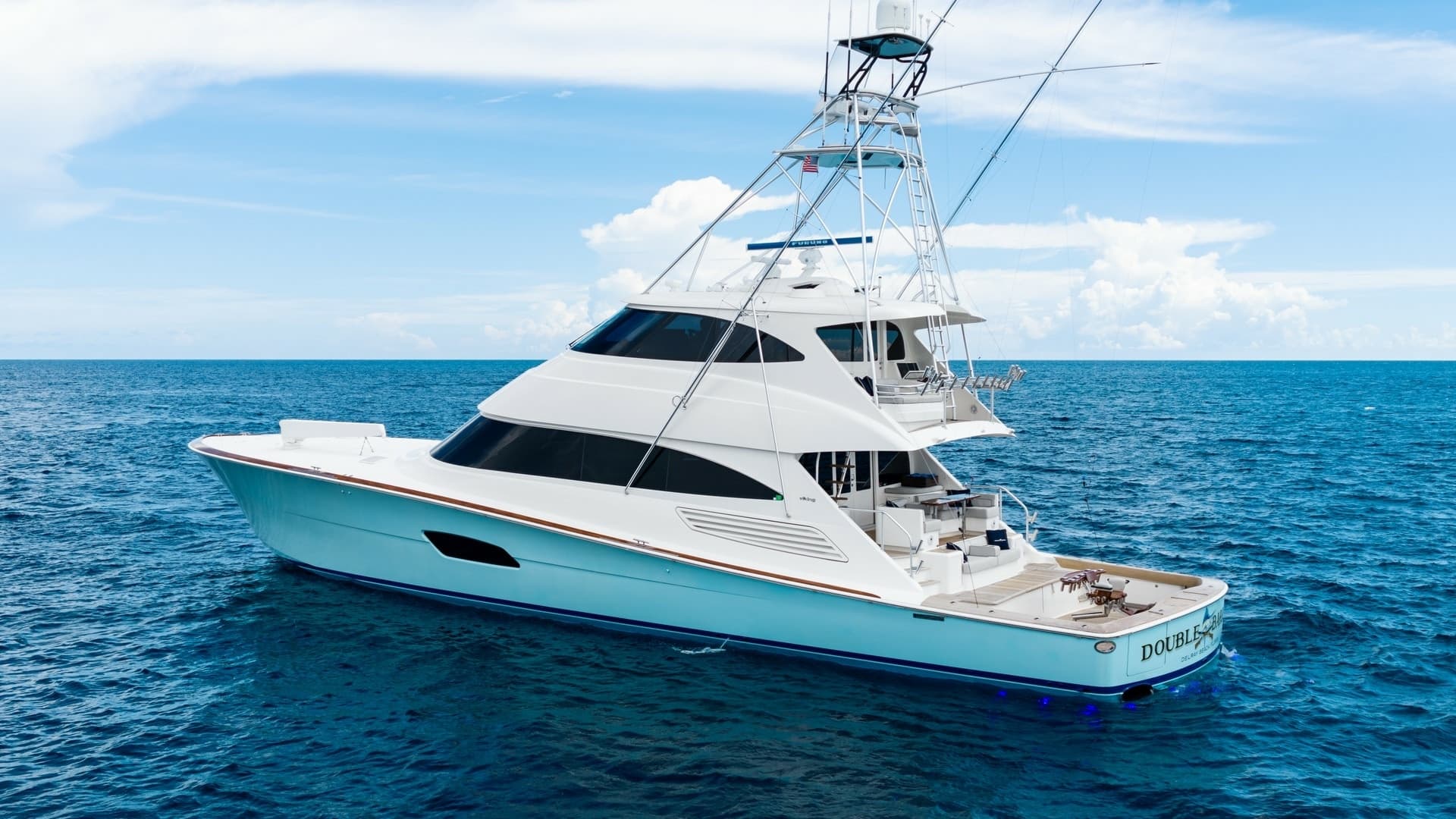 Portside View of Viking 92 Enclosed Bridge