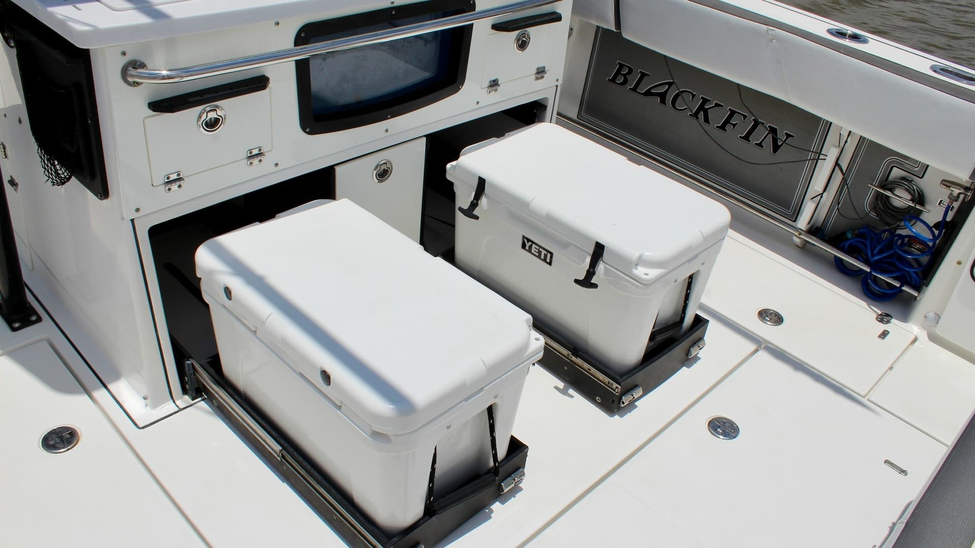 Aft Deck with Storage Coolers